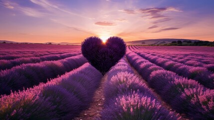 A heart created from lavender in a field AI generated illustration