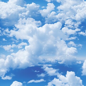Seamless pattern photo realistic blue sky and clouds textures for backgrounds and designs