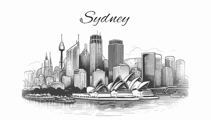 Sydney Skyline Panorama - Vektor-Illustration