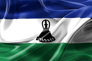 3D-Illustration of a Lesotho flag - realistic waving fabric flag