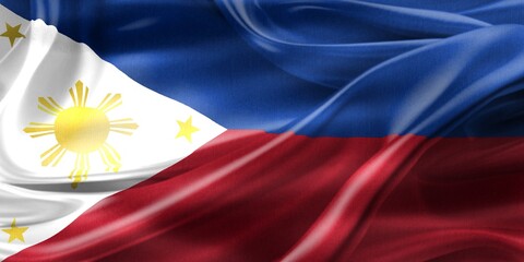 3D-Illustration of a Philippines flag - realistic waving fabric flag