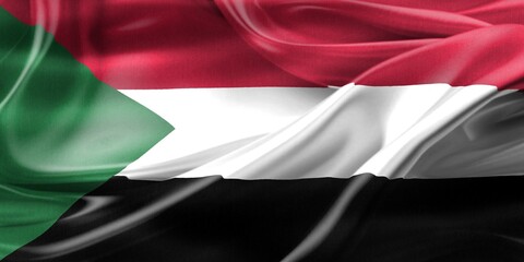 3D-Illustration of a Sudan flag - realistic waving fabric flag