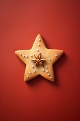 A star-shaped Christmas cookie on a minimalist backdrop seen in great detail AI generated illustration