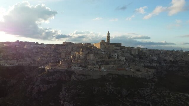Overhead view of the City of Matera in Basilicata Famous for the Sassi of Matera.
Matera stones