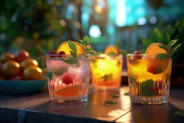 Foto op Plexiglas Refreshing Non-Alcoholic Cocktails with Sparkling Water © Lazartivan