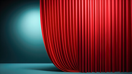 The Vibrant Red Curtain on a blue background