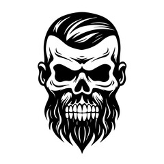 Edgy Beard Skull Vector Illustration