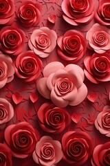 Craft a cute Valentines day wallpaper with macro roses and scalable hearts AI generated illustration