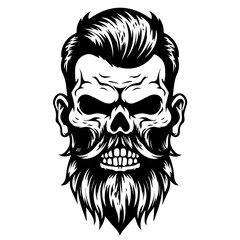 Edgy Beard Skull Vector Illustration
