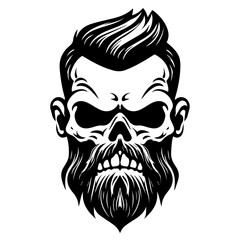 Edgy Beard Skull Vector Illustration