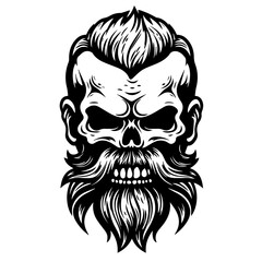 Edgy Beard Skull Vector Illustration