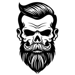 Edgy Beard Skull Vector Illustration