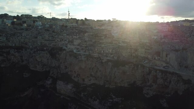 Overhead view of the City of Matera in Basilicata Famous for the Sassi of Matera.
Matera stones