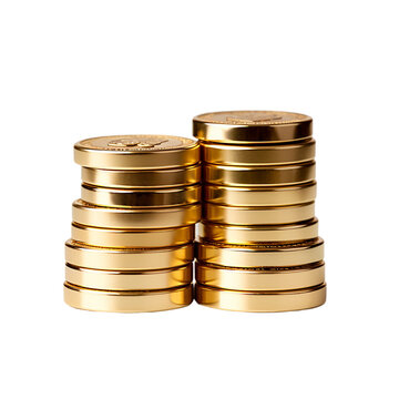 stacks of golden coins on transparent background PNG image