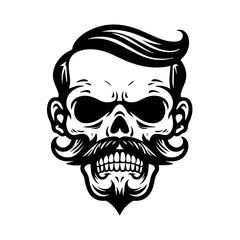 Hipster Moustache Skull Vector Illustration