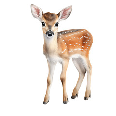 Watercolor Baby Deer Soft Neutral and Brown Hues on Transparent Background