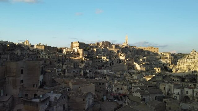 Overhead view of the City of Matera in Basilicata Famous for the Sassi of Matera.
Matera stones