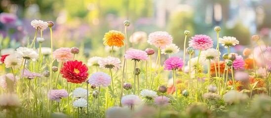 summer sky, a baby watched in awe as colorful flowers bloomed in a vibrant garden, their beauty enhancing the green landscape and creating a captivating floral backdrop. The gentle breeze rustled the