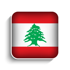 Vector Square Lebanon Flag Icon