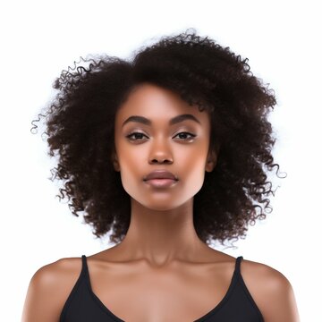Radiant Beauty: Attractive Black Woman Isolated on White Background. Generative ai