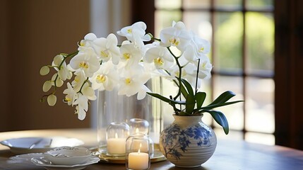 An orchid centerpiece, radiating elegance on display
