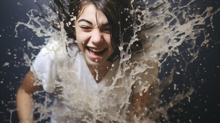 Obraz premium abstract water splash and teenager girl