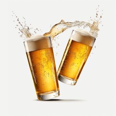 4k ultra high definition illustration of 2 mugs full of beer tilted towards each other