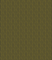 Golden geometric leaves on black, seamless pattern design