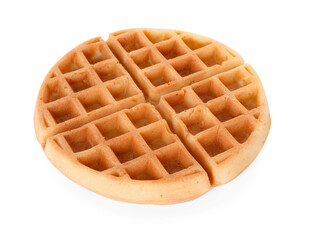 One tasty Belgian waffle isolated on white
