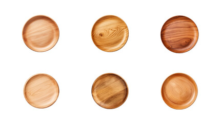 Collection of PNG. Wooden plate top view isolated on a transparent background.