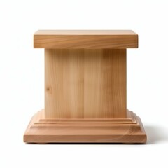 Elegant Display: Wooden Product Presentation Podium Isolated on White. Generative ai