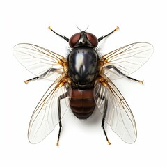 Nature's Detail: Fly Isolated on White Background. Generative ai