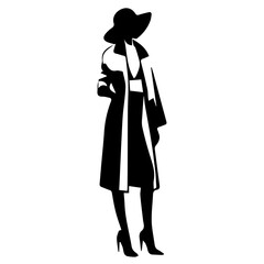 A Stylish Shopping woman vector silhouette black color