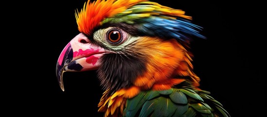 heart of Africa, a vibrant bird with colorful plumage perched on a branch, its green and orange feathers glistening under the tropical sun like a masterfully painted portrait while its olive beak took