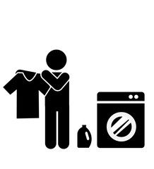vector illustration of washing clothes, laundry, clothes washing machine