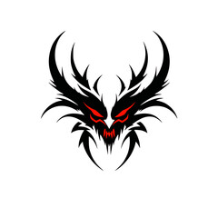 Wolf Demon Monster Fire Scary Head Graphic Design Logo Line Art Abstract