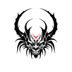 Fototapeta premium Wolf Demon Monster Fire Scary Head Graphic Design Logo Line Art Abstract