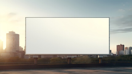 Billboard large horizontal screen white canvas background, urban outdoor billboard background