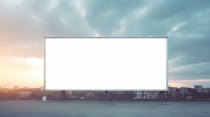 Billboard large horizontal screen white canvas background, urban outdoor billboard background
