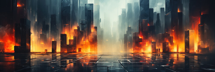 Absttract art - Digital painting of a city