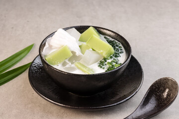 Buko Pandan is One of the Best Filipino Dessert Made With Sliced Young Coconut, Tapioca Pearl, Jelly, Nata de Coco with Sweetened Milk or Cream. 