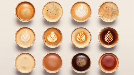 Top view arrangement of delicious gradient coffee AI generated illustration