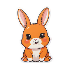 High-Definition Illustration of an Adorable Cartoon Bunny with Big Ears and Expressive Eyes, Sitting Down with a Cute Smile, Transparent Background - Perfect for Children's Book Illustrations and Fest