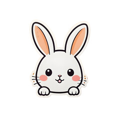 Obraz na płótnie Canvas High-Definition Illustration of an Adorable Cartoon Bunny with Big Ears and Expressive Eyes, Sitting Down with a Cute Smile, Transparent Background - Perfect for Children's Book Illustrations and Fest