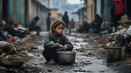 Homeless child on the street 