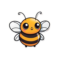 Fototapeta premium Cartoon Illustration of a Friendly Kawaii Bee with a Cheerful Expression and Detailed Wings on a Transparent Background, Perfect for Educational and Environmental Themes