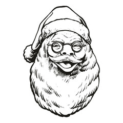 happy santa claus head line art vector