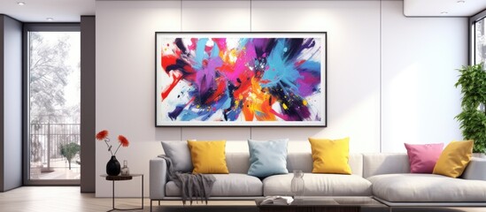 The artist's abstract design, a stunning combination of black and white, is illuminated by vibrant lights, creating a color splash that blinks amid the blurry beauty.