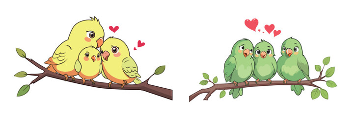 Vector of birds in the branch 