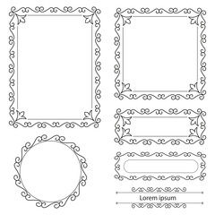 Set of Decorative vintage frames and borders. floral ornamental frame. Calligraphic frame and page decoration. Vector illustration